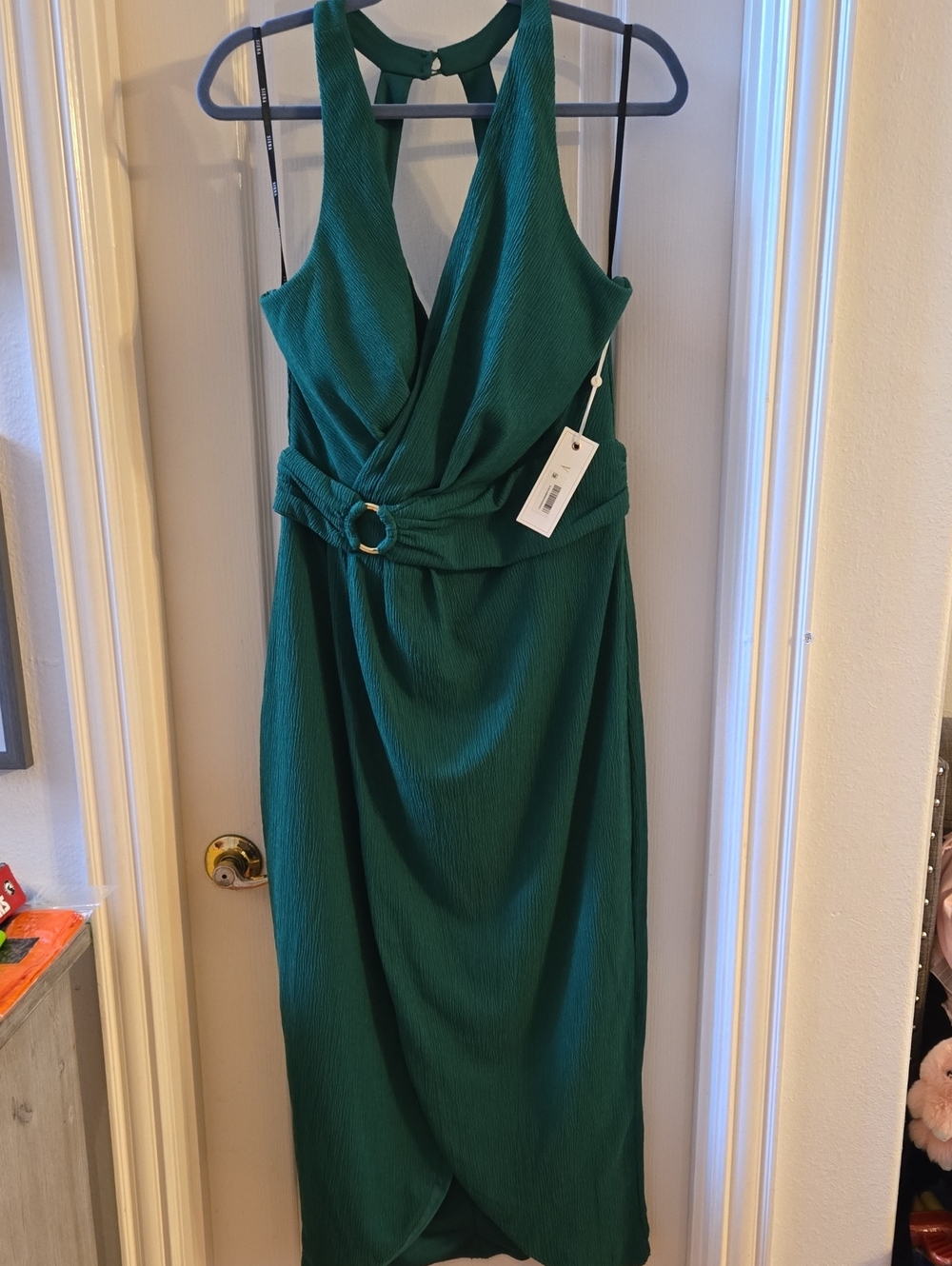 Siena Green Sleeveless Wrap Midi Dress with Belt Size 12 NWT